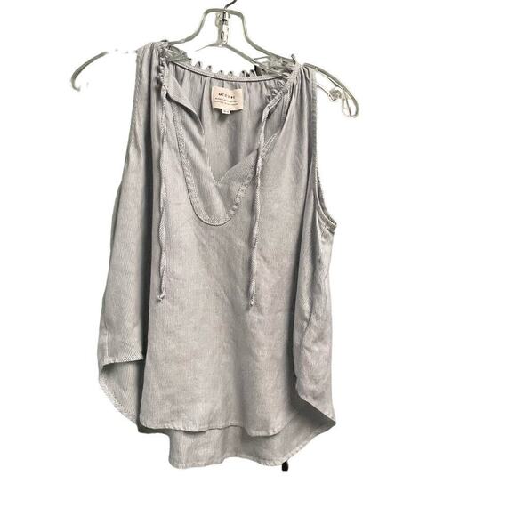 McGuire Womens Striped Loose Fit Tank Style Blouse Size XS V-Neck Tie - Picture 1 of 4